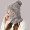 Versatiles Knitted Hat Women Ponytail Hat with Integrated Vintage Neck Warmer for Women with Neck Warmer