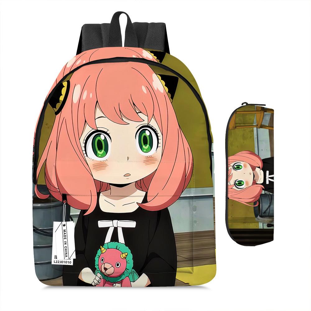 Spy Play House Cartoon Backpack Elementary And Secondary School Children'S School Bag Digital Full Printing Backpack Pencil Case
