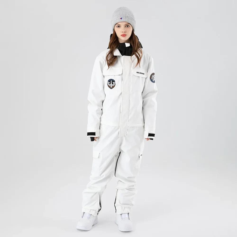 

2025 Hooded Skiing Suits Women Outdoor Windproof Jumpsuit Female One Piece Snow Overalls Man Waterproof Snowboard Outfit Clothes XS(155-165CM)