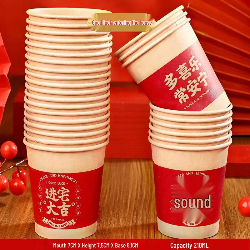 Red Disposable Paper Cups for Housewarming and New House Celebrations
