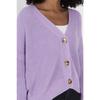 Women's Stone Color V-neck Buttoned Knitwear Cardigan
