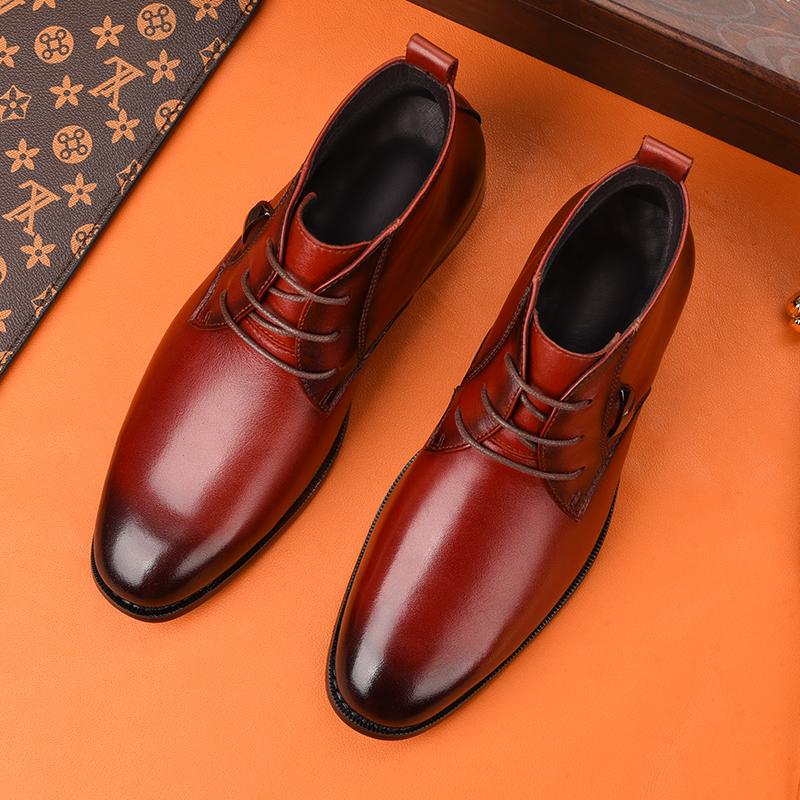 Top Quality All-match Men Ankle Boots Genuine Leather High Top Business Shoes Luxury Brand Smart Formal Dress Shoes Walk Botas