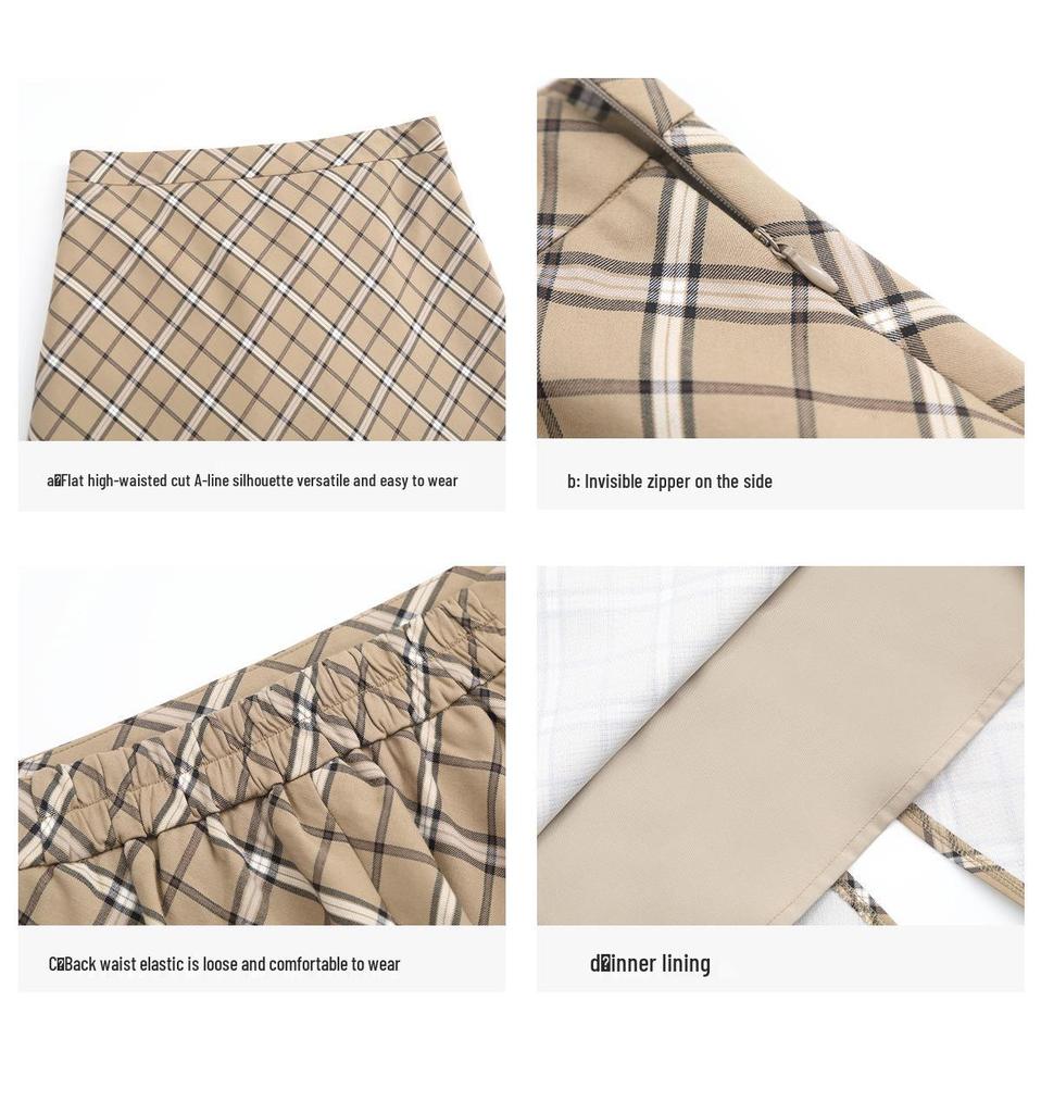 Korean High Waist Plaid A-Line Midi Skirt - Plus Size, Flaw-Slimming Women's Fall Fashion (66070)