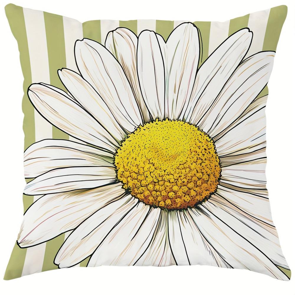 Spring-inspired Daisy Pillow Cover: Fresh Blooms, Heartfelt Quotes for Home and Family, Sofa Cushion Cover, Room Decoration