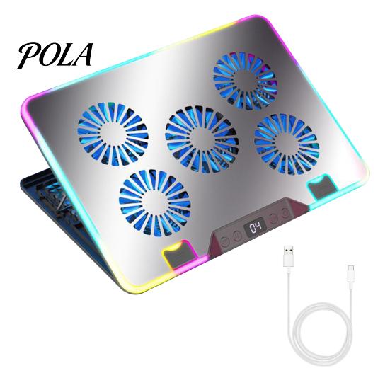 Laptop Radiator Cooler Stand Digital Display Height Adjustable Low Dynamic Lighting Noise Portable Notebook Gaming Cooling Pad Slim