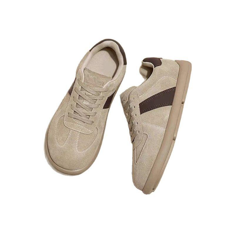 Retro soft leather flat-soled women's shoes 2025 spring and autumn fashion versatile soft-soled lace-up versatile low-top German training shoes