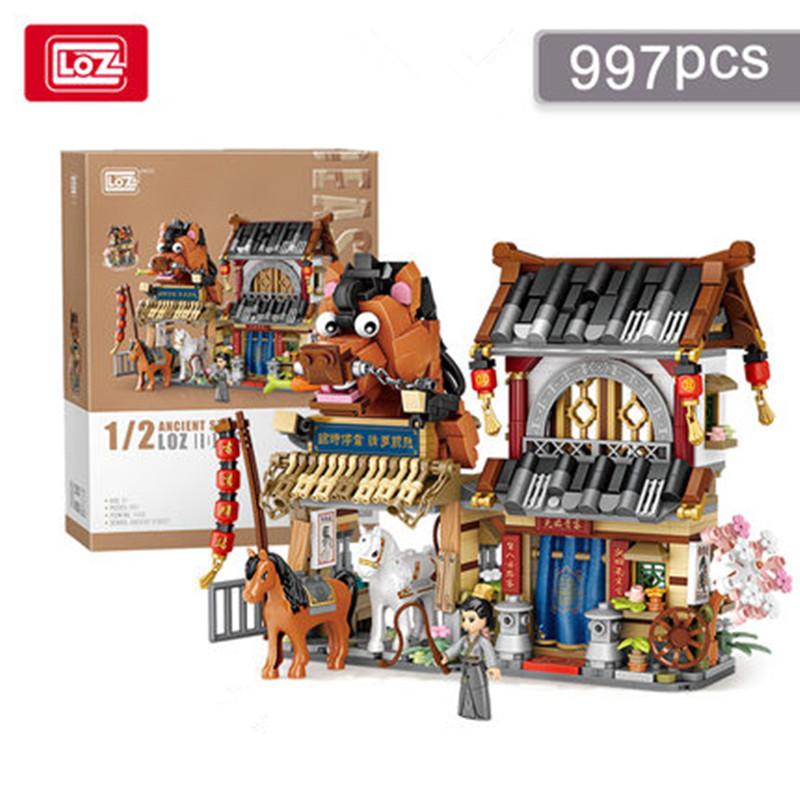 Loz Construction Blocks City View Scene Coffee Shop  Store Architectures Model Assembly Plaything Christmas Present For Kids Adult
