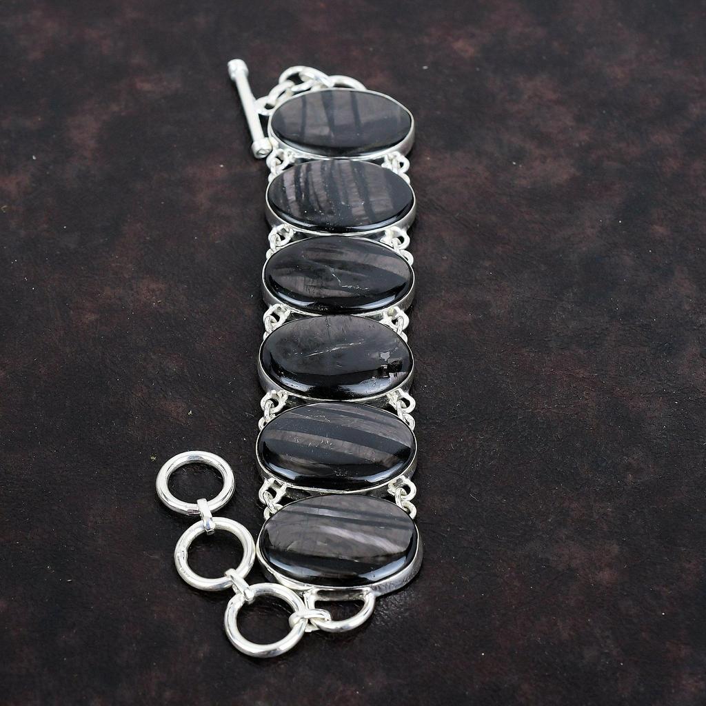 Hypersthen Edelstein Armband antiker handgefertigter Schmuck 925 Sterlingsilber Armband verstellbares Kettenarmband Damenarmband Verlobungsgeschenk