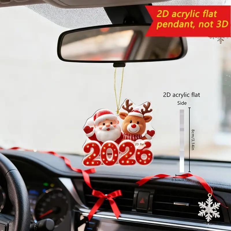 2D Flat Cute Red White Snowman Friends 2026 New Year Gift Pendant Christmas Ornament Cartoon Design Snowflakes Home Decor