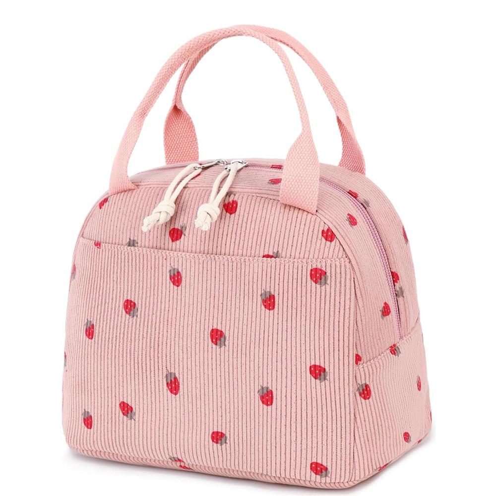 

Утепленные детские сумки для ланча с вышивкой клубники, детские сумки для ланча, сумка-холодильник для женщин, женская сумка для ланча для работы, пикника, кемпинга розовый