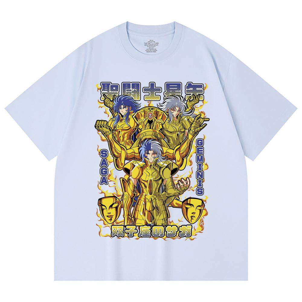 230 g/m² 100 % Baumwolle Saint Seiya V21 Zwilling Druck Unisex Schweres Baumwoll-T-Shirt