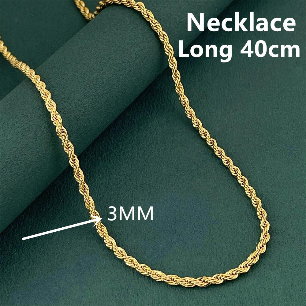 

Andara Luxury 925 Silver Gold Plated 3MM Twisted Rope Necklace for Women Men Accessories Jewelry 40-60CM