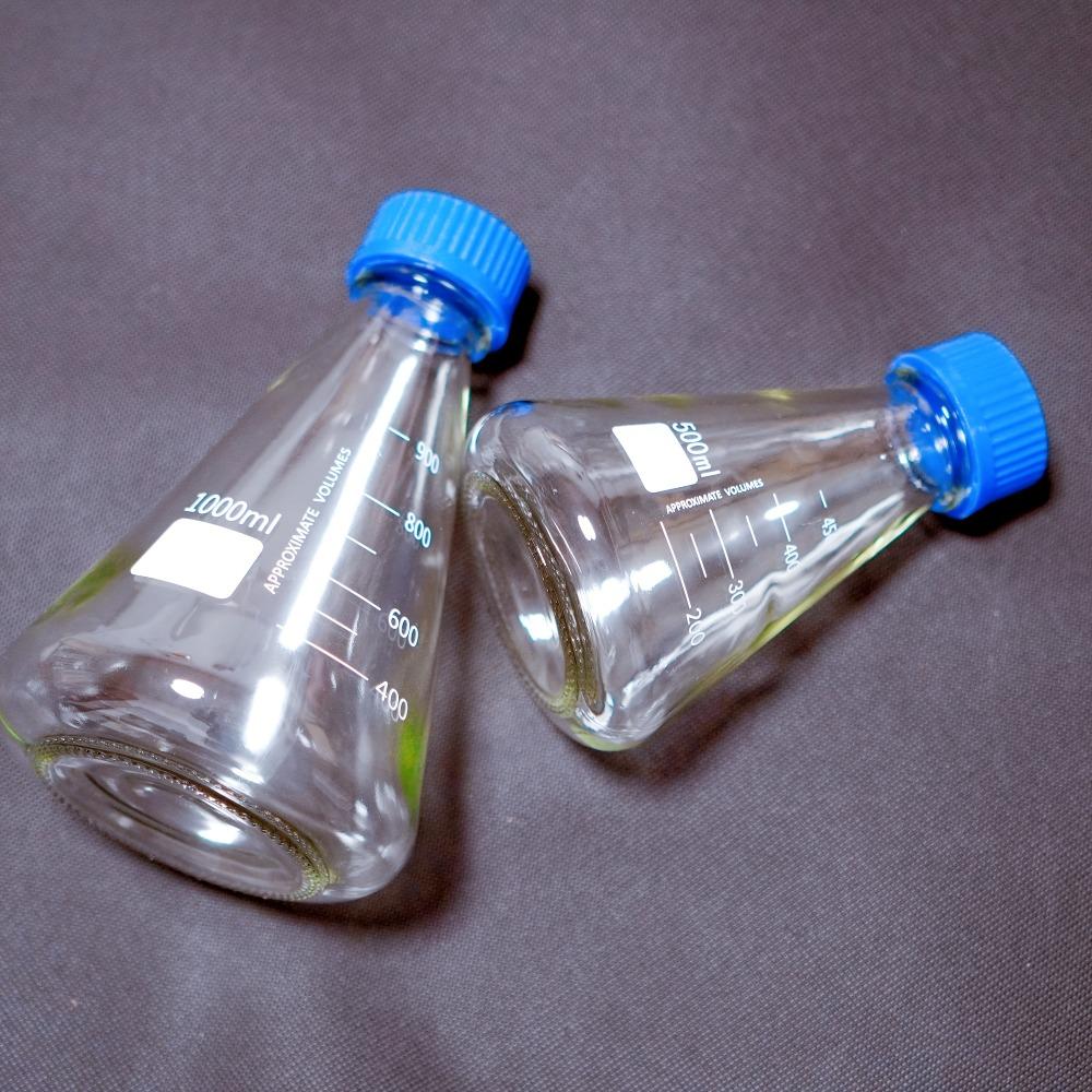 Fiaschi Conici in Vetro da 100-1000ml con Tappi a Vite Blu Fiaschi Triangolari da Laboratorio Bottiglie per Reagenti Chimici Bottiglia Sigillante