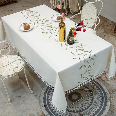 Cotton And Linen Art Tablecloth Water And Oil Proof Tassel Lace Tablecloth ,Suitable For Desk And Table Decoration