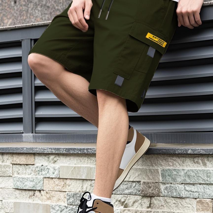 Men's Summer Drawstring Workwear Shorts - European Size, Trendy & Loose Fit, Hong Kong Style