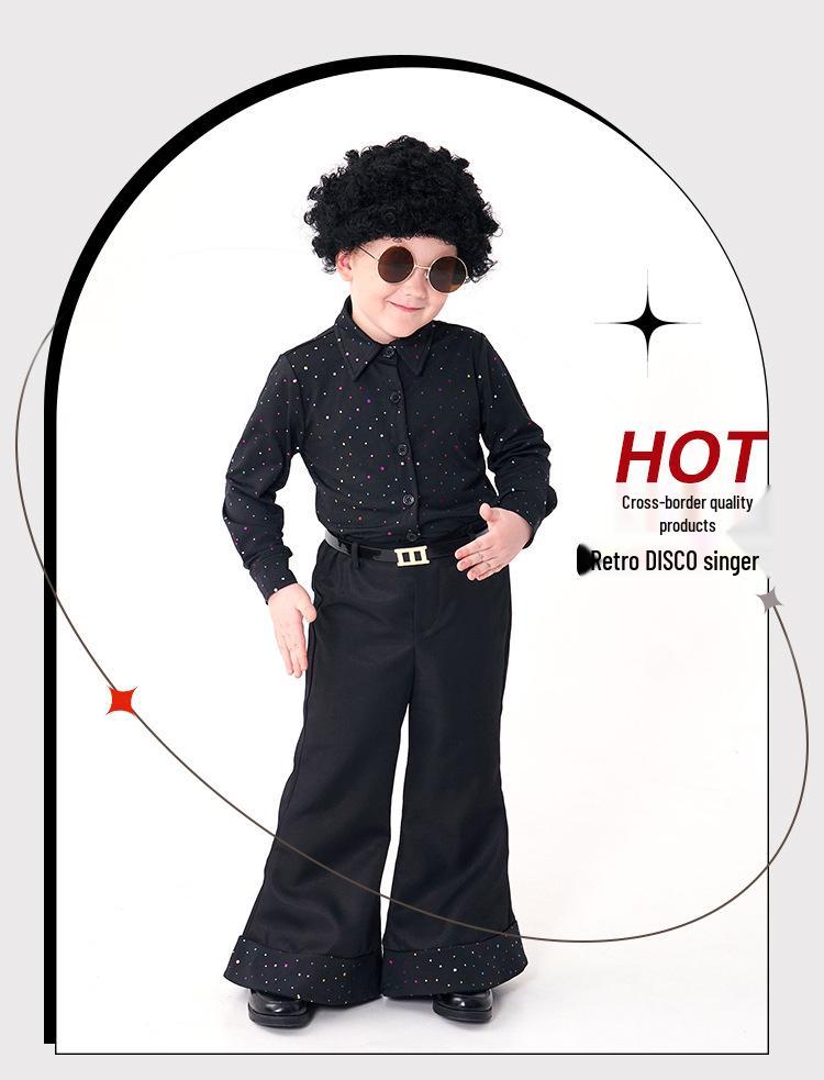 70s Disco Sequin Singer Costume Set - Retro Hippie Catwalk Performance