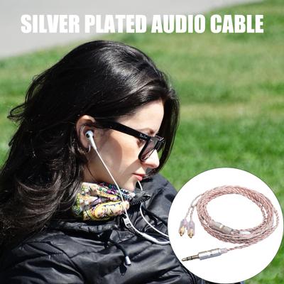 Yousheng 1.2M MMCX Earphone Cable Replacement Detachable 3.5MM 4 Core Silver-Plated Earbuds Wire Headphone Extension Cord