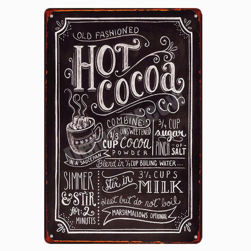 Vintage Metal Tin Signs, Cocoa Sweet Tea Time, Cooking Wall Art, Painting, Bar, Pub, Cafe, Kitchen Decor, Cocktail Retro Plaq