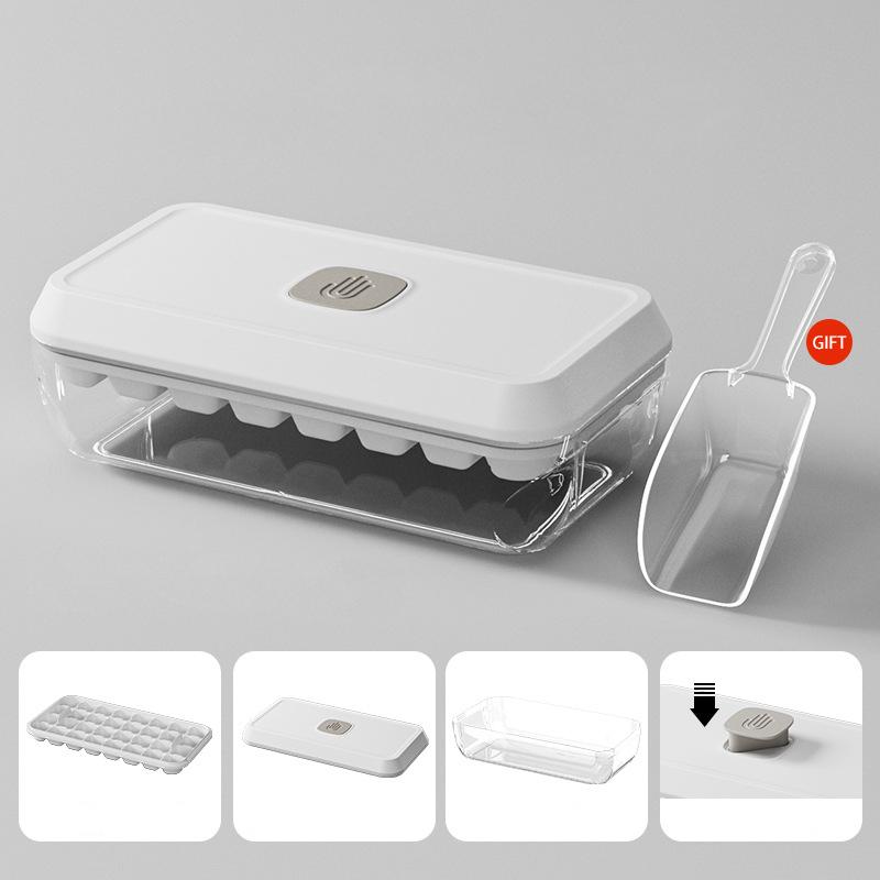 Forma na 18/32 kostek ledu s víkem, lopatkou a úložným boxem, vyjmutí jedním kliknutím, výrobník ledu, DIY, koktejlové nástroje na whisky