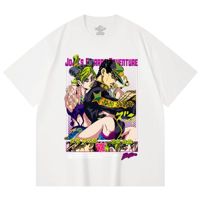 T-shirt Unisexe en Coton Épais 230 g/m² 100% Coton Impression Jojo_s Bizzare V1 Jotaro Jolyne