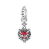 WOSTU Religious Series 925 Sterling Silver Prayer Charms Guardian Angel Pendant Red heart Bead Fit Bracelet DIY Jewelry Making