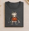 Vampire Frog Halloween Shirt, Cute Spooky Frog Tee with Pumpkin Trick or Treat Bucket