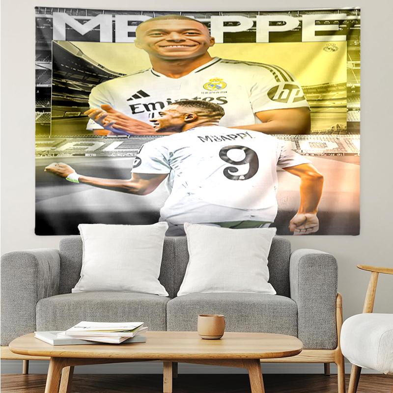 Kylian Mbappé Tapestry for Bedroom Aesthetic Classroom Tapestries Wall Hanging for Living Room Dorm Office,Ideal Creative Gift