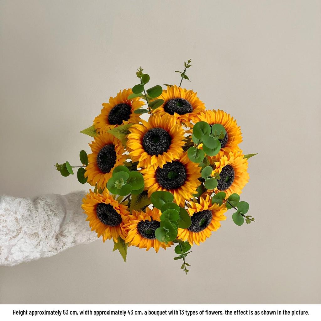 Sunflower Luxury Realistic Artificial Flower Bouquet for Living Room Dining Table Display Decor