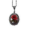 Pendant an Elegant Red Rose, Oval Shape, Romantic Jewelry Necklace