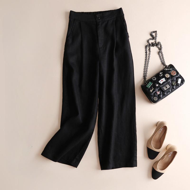 Women's Wide-leg Pants Linen Thin Casual Pants Professional Women's Pants Loose Nine-point Pants
