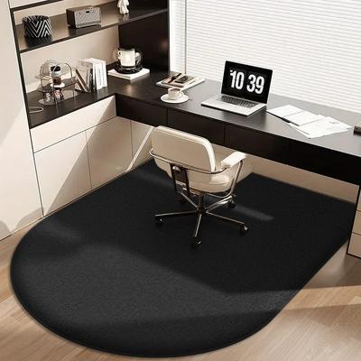 Solid Colour Arched Rug Soft And Non-Slip Office, Study Computer Chair Mat Dressing Table Foot Pad Home Decor