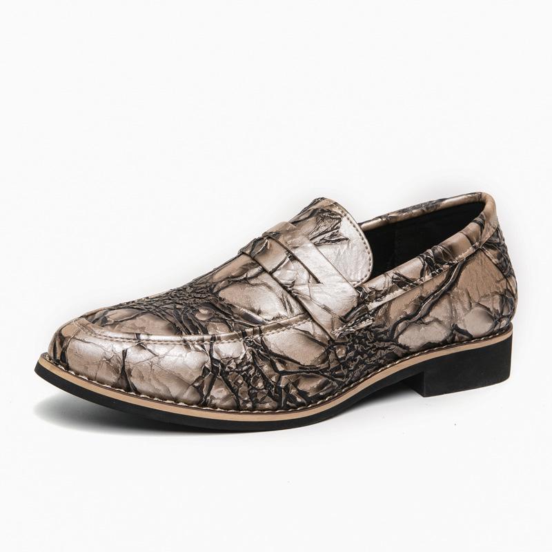 Men s Large Business Leather Slip-On Loafers - Patterned, Spring/Autumn Style, Driving Shoes 38