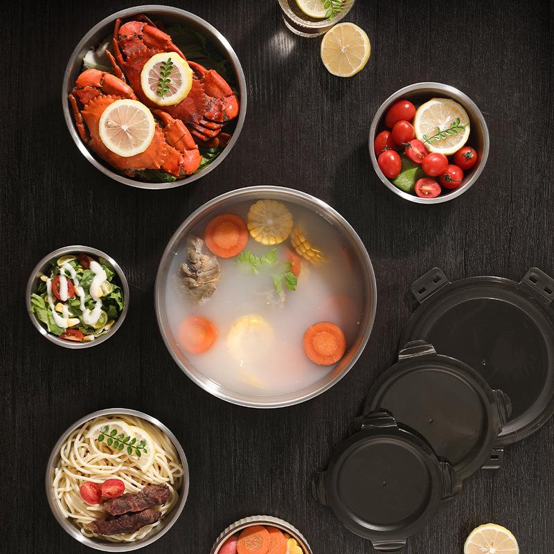 Okrągły Pojemnik na Lunch ze Stali Nierdzewnej 304 - Szczelny Pojemnik Bento i na Żywność