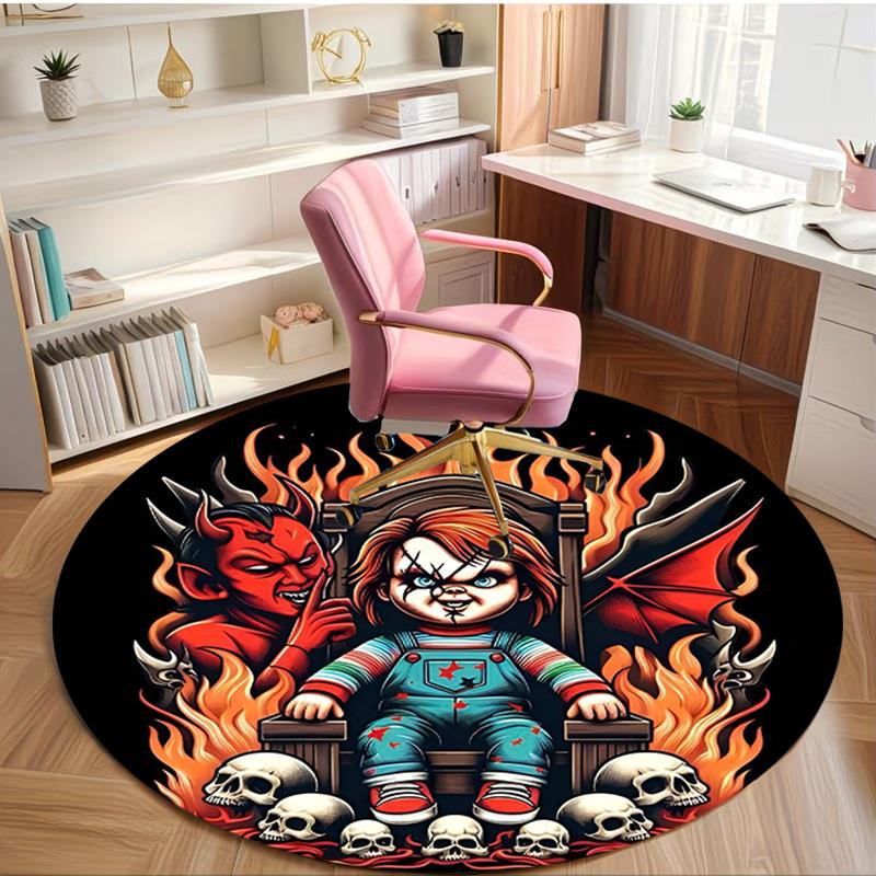 Bride of Chucky Print Round Rug, Washable Floor Carpet, For Entryway Dorm Laundry Room Office Study, Home Decor Birthday Christmas Gift