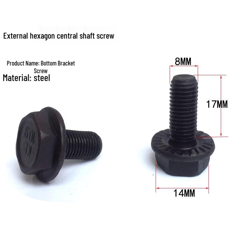 Bicycle Crankset & Bottom Bracket Screw for Square Hole
