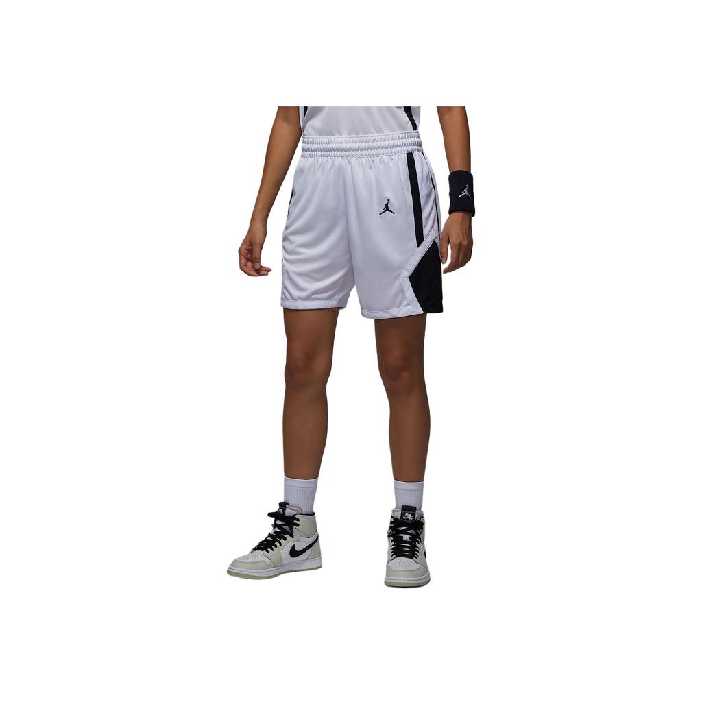 Jordan SS24 Dri-Fit Color Block Logo Print Lace-Up Casual Sports Basketball Shorts Women Shorts White Black HF1072-106