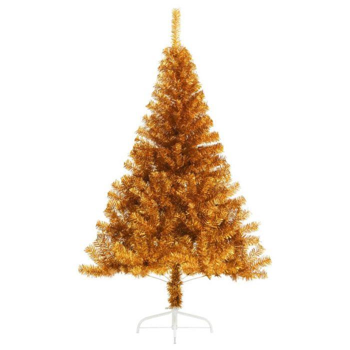 VidaXL Demi sapin de Noël artificiel avec support doré 180 cm PET 344692