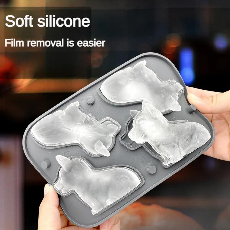 1-5PCS 3D Puppy Shape Silicone Ice Tray Dog Ice Cube Mold for Cocktails Whiskey Bourbon Easy Release Freezer Tray Bar Gift