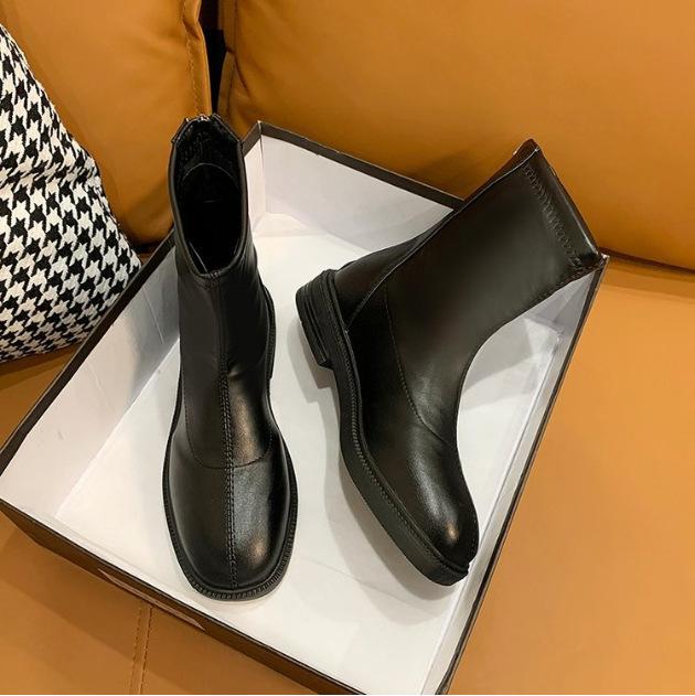 

Французские женские сексуальные короткие сапоги, модные, узкие, элегантные, с молнией сзади, кожаные туфли, женские платья, высокие ботильоны, Zapatos De Mujer 40 чёрный