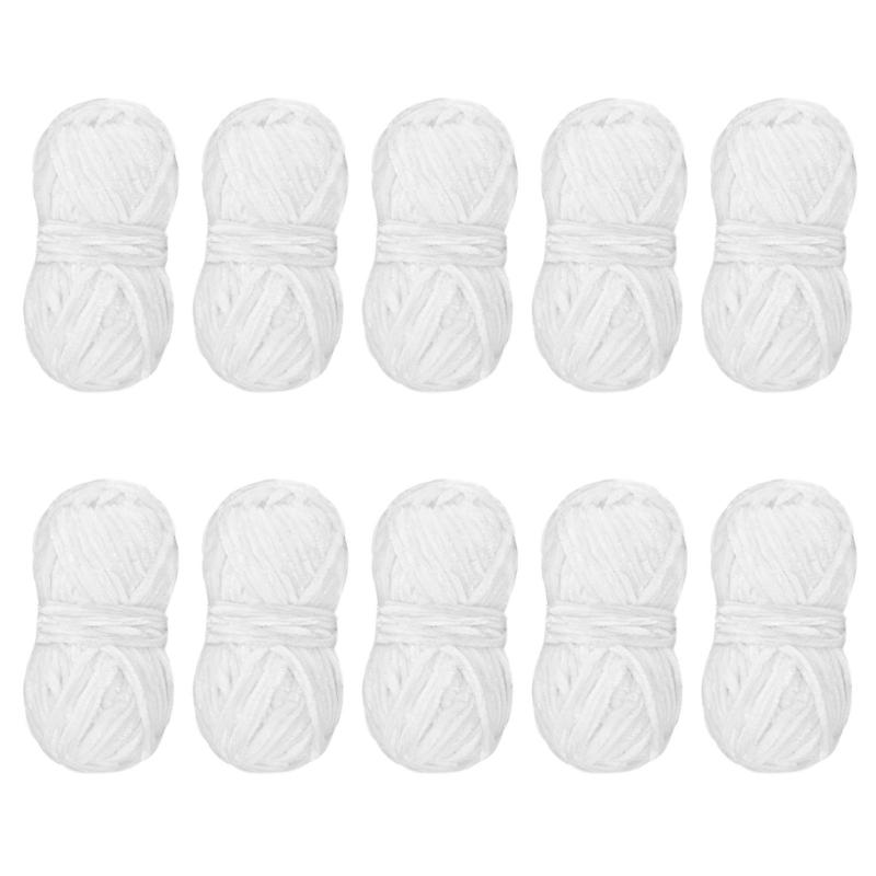 10 Rolls Knitting Yarn Chenilles Yarn Soft Baby Yarn Crochet Yarn Blanket Yarn for Yarn Project Sweater Hat Scarves белый