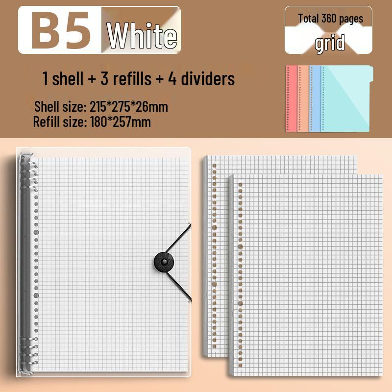 Comfortable B5 Loose-Leaf Notebook: Lined, Removable Binder, Simple Ins Style, Aesthetic Design, Ideal for Exams and High School Students.