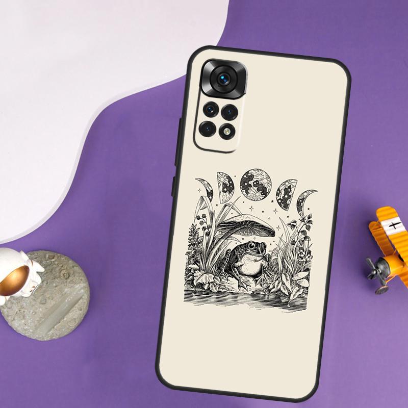 Cottagecore Frog Mushroom Moon Case For Xiaomi Redmi Note 13 Pro 14 12 9 10 11 Pro 10S 11S 12S Redmi 10C 13C 14C 12C Cover