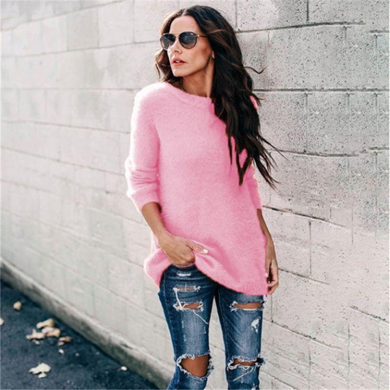 Women's Arctic Velvet Sweater Coat Cozy Crew Neck Pullover Blouse Ideal For Fall Winter