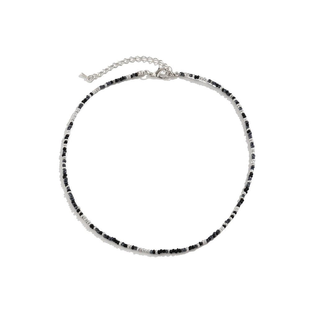 Salircon Bohemian Mixed Color Seed Bead Clavicle Necklace Trend Acrylic Rice Bead Beaded Choker Women's Summer Beach Jewelry