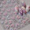 Shiny Jelly Butterfly Charming Golden Gradient Bowknot 5D Self Adhesive Nail Art Sticker Flower Petal Rhinestone Manicure Decals