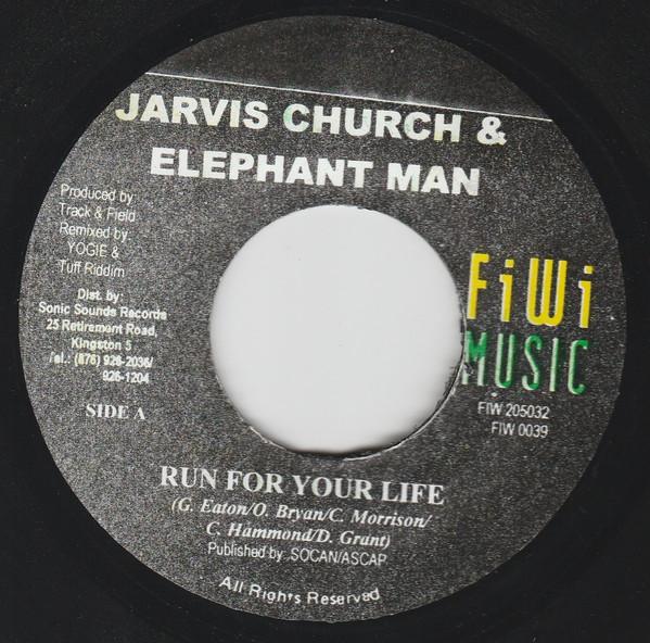 7inch Record JARVIS CHURCH & ELEPHANT MAN / JARV - Run For Your Life / Run For Your Li FIW0039 FiWi Music 2002 Jamaica Reggae, Ska & Dub Used
