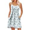 Fashion Women Summer Dress Vintage Floral Print Adjustable Spaghetti Straps Beach Vacation Casual Dress With Pockets