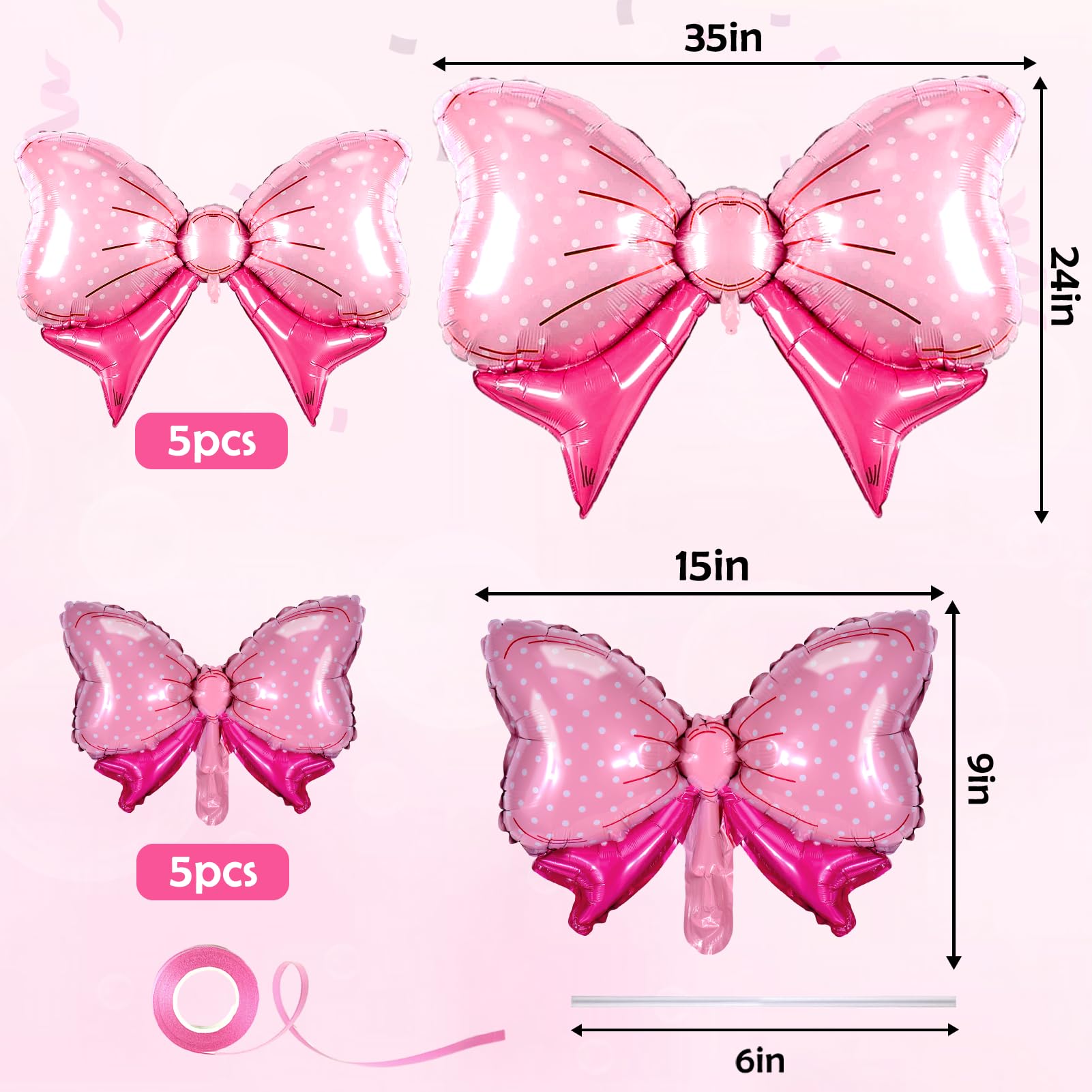 

10Pcs Pink Bow Balloon Baby Shower Wedding Pink Party Children Theme Party Decoration Supplies Pink Bow Balloon Decoration as the picture розовый