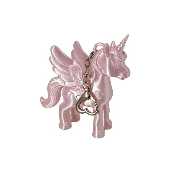 

Keychain Pendant Heart-Shaped Metal Lobster Clasp Smooth Open Close Pink Pearlescent Unicorn 3D Printed Bag Pendant