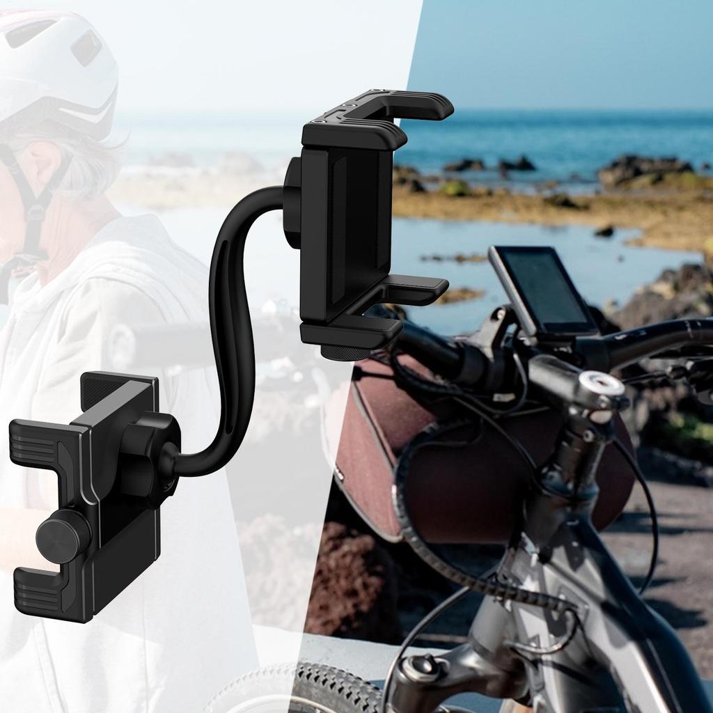 Double Clip Rearview Mirror Phone Mount Car Rearview Mirror Adjustable Rotating Phone Holder Clip For Dashboard Motorcycles